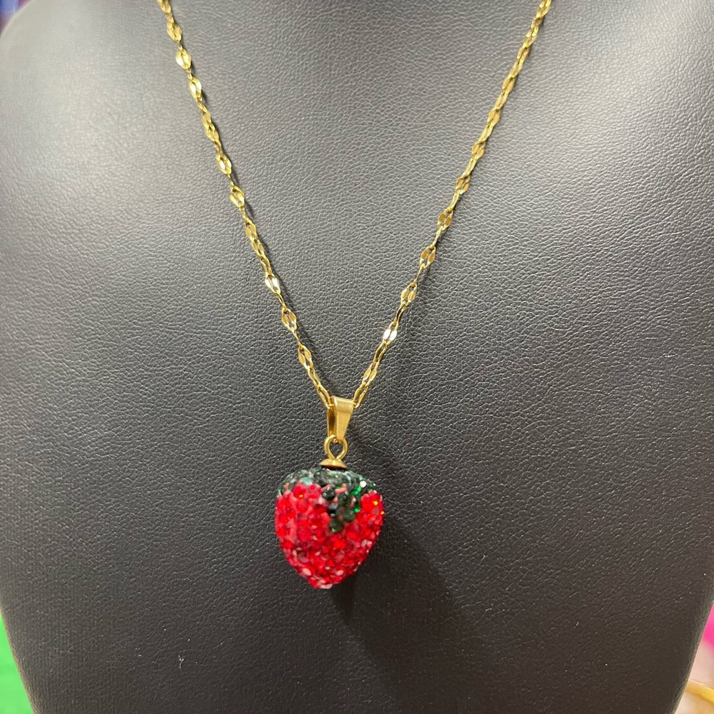 Gold Strawberry Pendant Necklace